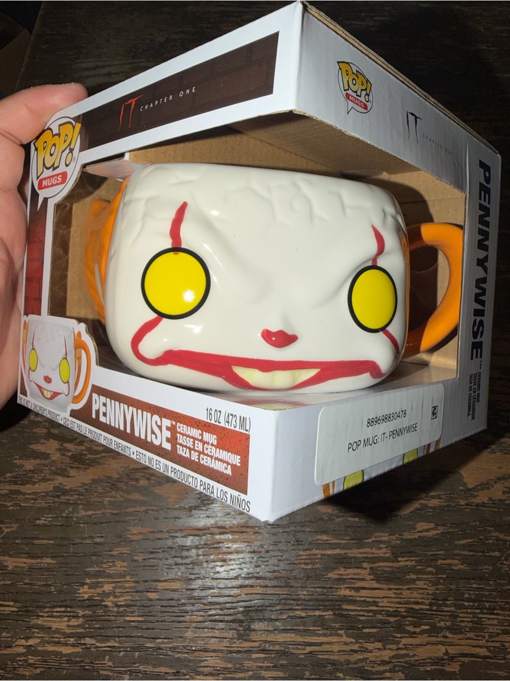 Funko Pennywise Ceramic Mug - White with Yellow Eyes and Orange Handles